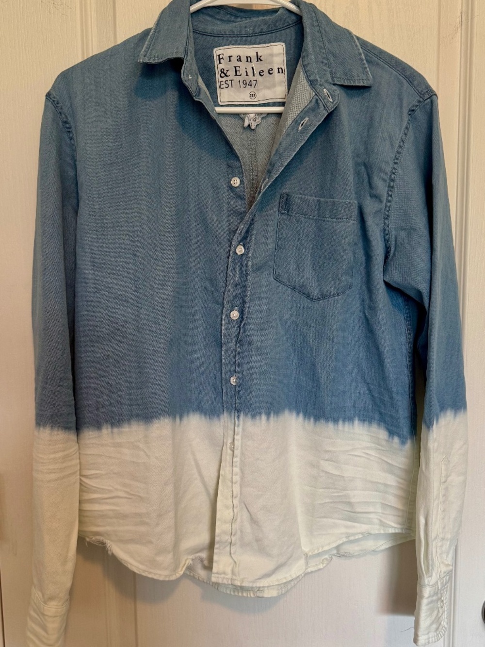 Frank & Eileen Luke Indigo Blue Ombre Dip Dye Denim Shirt Size XXS